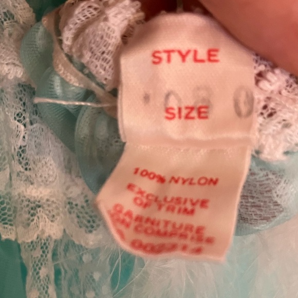 Vintage Feather and Lace Sheer Turquoise Babydoll Lingerie - Picture 6 of 6